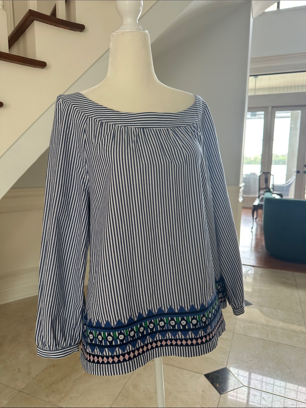 Vineyard Vines Navy & White Striped Tunic with Embroidered Hem